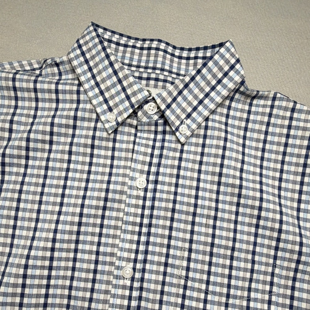 Social Coast Men's Button Down Shirt S Blue/White Check Long Sleeve Cotton